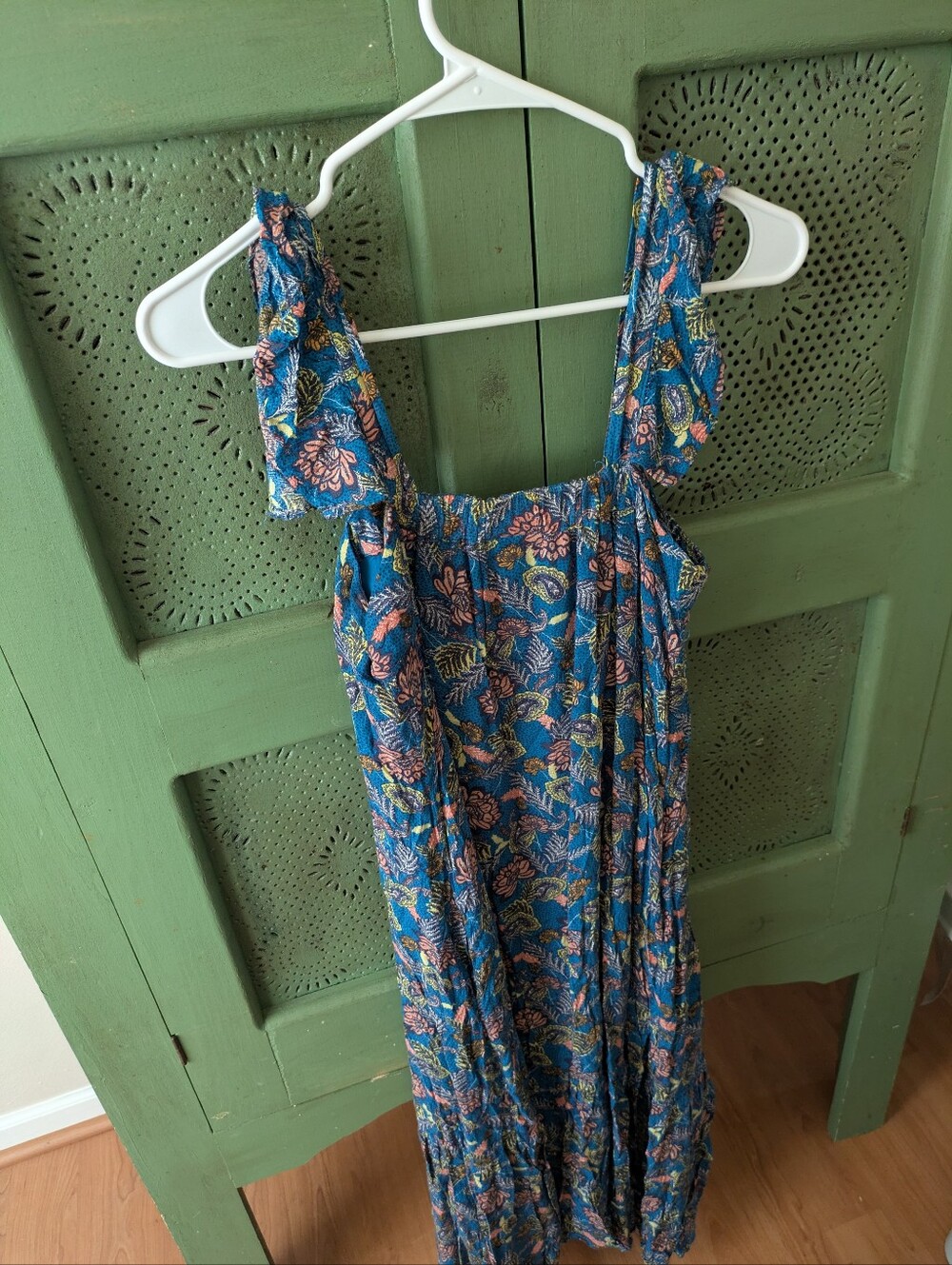 Knox Rose Blue Floral Maxi Dress with Pink & Green Accents